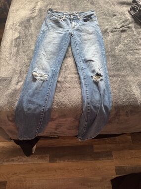 American Eagle Outfitters Distressed Light Blue Boyfriend Jeans